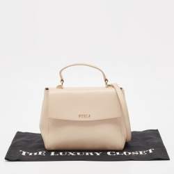 Furla Pale Pink Leather Flap Top Handle Bag