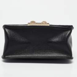 Furla Black Croc Embossed and Leather Mini Bella Top Handle Bag