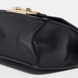 Furla Black Croc Embossed and Leather Mini Bella Top Handle Bag