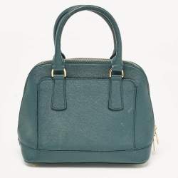 Pre Owned Furla Dark Green Leather Dome Logo Satchel