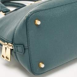 Pre Owned Furla Dark Green Leather Dome Logo Satchel