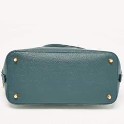 Pre Owned Furla Dark Green Leather Dome Logo Satchel