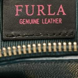 Pre Owned Furla Dark Green Leather Dome Logo Satchel