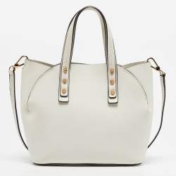 Furla White Leather Tassel Detailed Tote