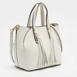 Furla White Leather Tassel Detailed Tote