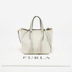 Furla White Leather Tassel Detailed Tote