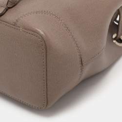 Furla Grey Leather Mini Stacy Drawstring Bucket Bag