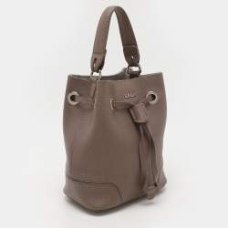 Furla Grey Leather Mini Stacy Drawstring Bucket Bag