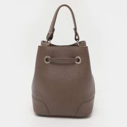 Furla Grey Leather Mini Stacy Drawstring Bucket Bag