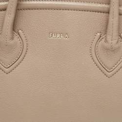 Furla Beige Leather Large College Tote