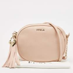 Pre Owned Furla Blush Pink Leather Mini Cara Crossbody Bag