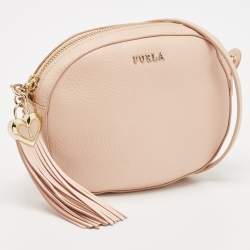Pre Owned Furla Blush Pink Leather Mini Cara Crossbody Bag
