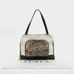 Furla Multicolor Leather Leopard Print Detail Satchel