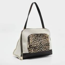 Furla Multicolor Leather Leopard Print Detail Satchel