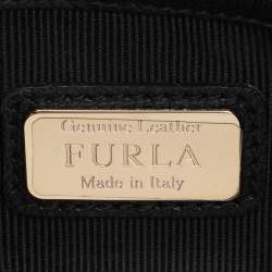 Pre Owned Furla Beige/Black Leather and Velvet Mini Metropolis Embellished Crossbody Bag