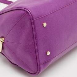 Furla Purple Leather Medium Alissa Boston Bag