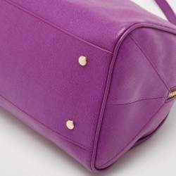 Furla Purple Leather Medium Alissa Boston Bag
