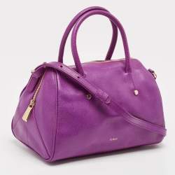 Furla Purple Leather Medium Alissa Boston Bag