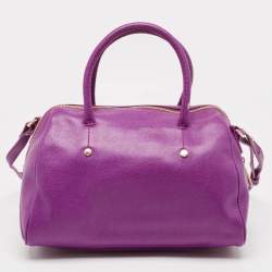 Furla Purple Leather Medium Alissa Boston Bag
