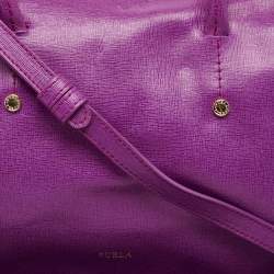Furla Purple Leather Medium Alissa Boston Bag