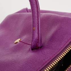 Furla Purple Leather Medium Alissa Boston Bag