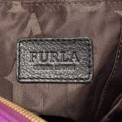 Furla Purple Leather Medium Alissa Boston Bag
