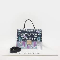 Furla Multicolor Flower and Butterfly Print Coated Canvas Metropolis Top Handle Bag