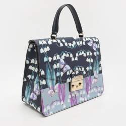 Furla Multicolor Flower and Butterfly Print Coated Canvas Metropolis Top Handle Bag