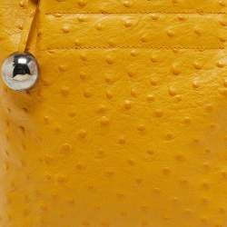 Furla Mustard Ostrich Embossed Leather Divide It Tote