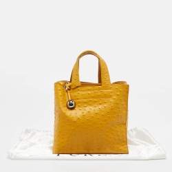 Furla Mustard Ostrich Embossed Leather Divide It Tote