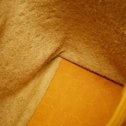 Furla Mustard Ostrich Embossed Leather Divide It Tote
