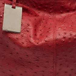 Pre Owned Furla Red Ostrich Embossed Leather Elizabeth Hobo
