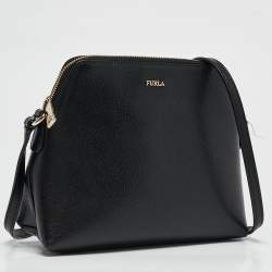 Furla Black Leather Dome Crossbody Bag