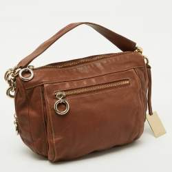 Furla Brown Leather Pebbled Hobo
