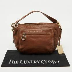Furla Brown Leather Pebbled Hobo