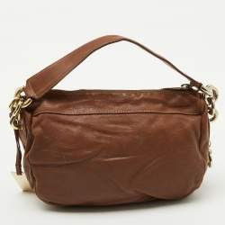 Furla Brown Leather Pebbled Hobo