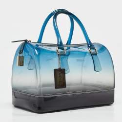 Pre Owned Furla Ombre Blue Rubber Candy Satchel