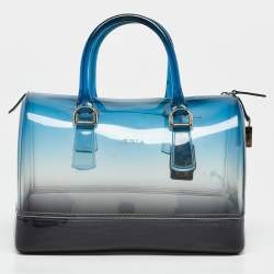 Pre Owned Furla Ombre Blue Rubber Candy Satchel