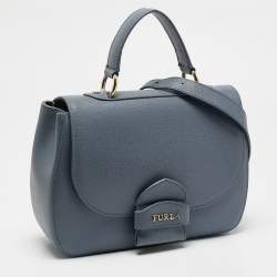 Furla Light Blue Leather Top Handle Bag