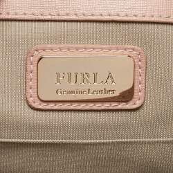 Furla Pale Pink Saffiano Leather Metropolis Flap Top Handle Bag