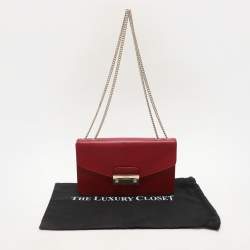 Furla Red Leather Metropolis Chain Shoulder Bag