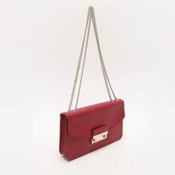 Furla Red Leather Metropolis Chain Shoulder Bag