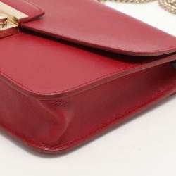 Furla Red Leather Metropolis Chain Shoulder Bag
