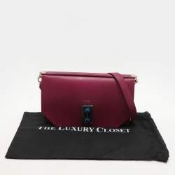 Furla Magenta Leather Embellished Flap Shoulder Bag