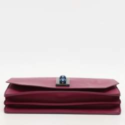 Furla Magenta Leather Embellished Flap Shoulder Bag