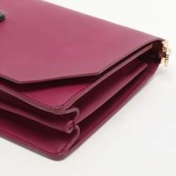 Furla Magenta Leather Embellished Flap Shoulder Bag