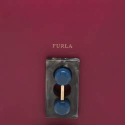 Furla Magenta Leather Embellished Flap Shoulder Bag