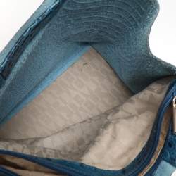 Furla Blue Croc Embossed Leather Divide It Tote