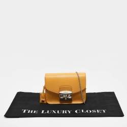 Furla Yellow Leather Mini Metropolis Chain Crossbody Bag