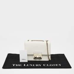 Pre Owned Furla White Leather Mini Bella Crossbody Bag